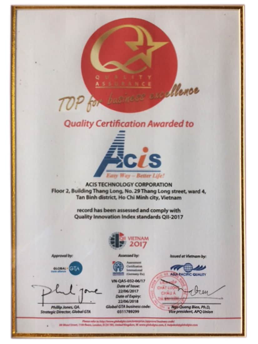 Chứng Nhận Chất Lượng — Quality Innovation Index