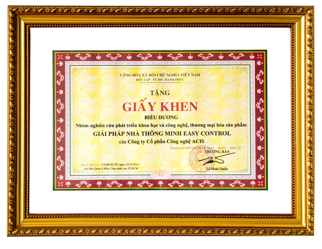 Certificate of Merit for the EasyControl R&D Team